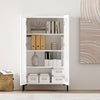 Abbey Modern 32" Tempered Glass Bookcase Cabinet in White (4-Shelf) | Armoire bibliotheque moderne Abbey 32" en verre trempe blanc (4 etageres)