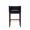 Kingsley Mid-Century Modern Wood Upholstered Barstool in Black - Set of 2 | Tabouret de bar Kingsley style milieu du siecle en bois et tissu noir - Lot de 2
