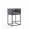 Embassy Mid-Century Modern Metal Upholstered Counter Stool in Gray - Set of 2 | Tabouret de comptoir Embassy style milieu du siecle en metal et tissu gris - Lot de 2