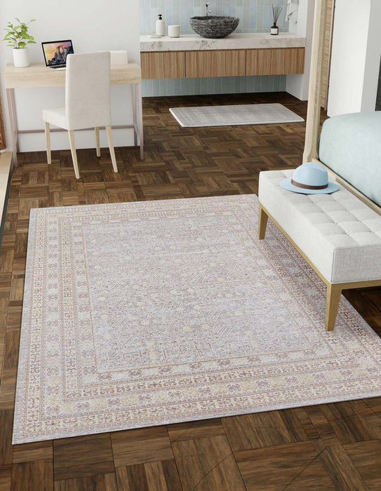 Valeria Traditional 4'0\" x 6'0\" Area Rug in Grey Indoor Area Rug