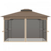 Outsunny 10' X 12' Patio Gazebo, Double roof Outdoor Canopy Shelter With Corner Frame And Mesh Netti|Outsunny 12' X 10' Tonnelle Pavillon Jardin Patio Terrasse Gazebo Auvent Abri D'exterieur Avec Doubl