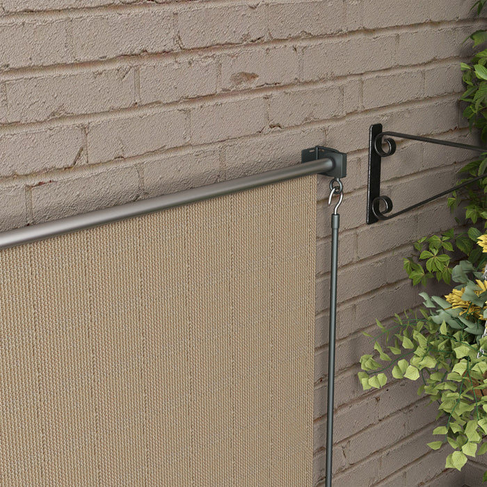 Outsunny Outdoor Roller Shade, 8' X 6' Patio Door Blinds, Beige