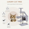 Pawhut 49" Cat Tree With Hammock, Cat Condo Tower With Scratching Post For Indoor Cats, Grey|Pawhut 49'' Arbre A Chat Tour Chaton Griffoir Griffoir Grattoir Grimper Centre D'activites Maison De