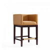 Kingsley Mid-Century Modern Wood Upholstered Counter Stool in Camel - Set of 3 | Tabouret de comptoir Kingsley style milieu du siecle en bois et tissu, coloris camel - Lot de 3