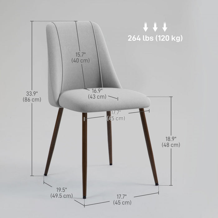 HOMCOM Dining Chairs Set of 6, Accent Chair with Velvet-touch Upholstery, Grey