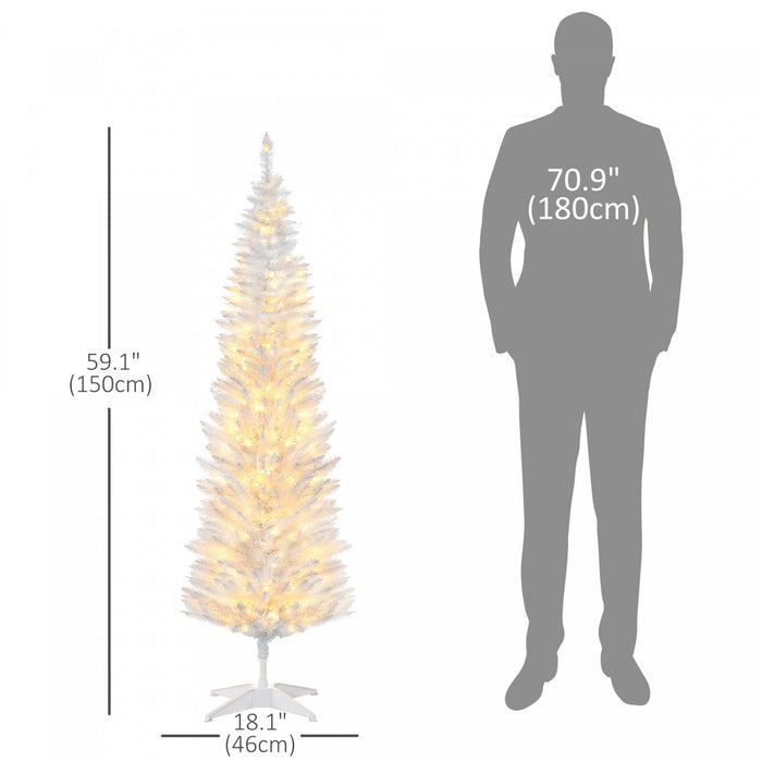 HOMCOM 5' Prelit Artificial Christmas Tree with Warm White LED Lights