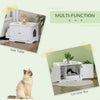 Pawhut Hidden Litter Box Enclosure Cat Furniture With Storage, Adjustable Divider, Indoor Pet House |Pawhut Litiere Cachee Enclos De Litiere Meubles De Toilette Pour Chats Avec Rangement, Diviseur Regl