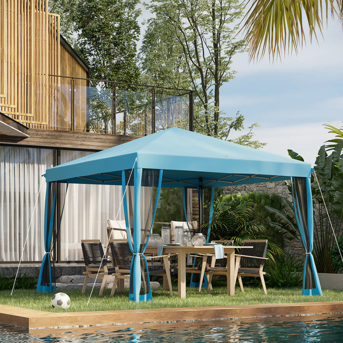 Outsunny 10' X 10' Pop Up Canopy Tent Gazebo With Removable Mesh Sidewall