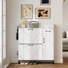 HOMCOM Shoe Cabinet, Farmhouse Shoe Storage Cabinet with Side Cabinet White