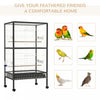 Pawhut 30x20.5x54-inch Bird Cage Parrot Macaw Finch Cockatoo Flight Cage With Wheels Black/white|Pawhut Cage A Oiseaux 30 X 20,5 X 54 Pouces Perroquet Macaw Finch Cockatoo Flight Cage Avec Roues No