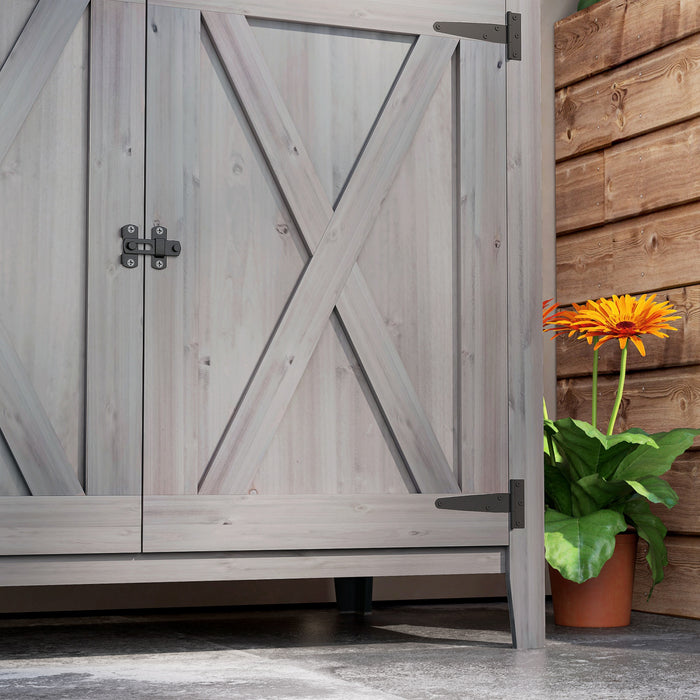Outsunny Wood Outdoor Storage Cabinet Potting Shed With Shelf