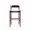 Klismos Mid-Century Modern Wood Upholstered Barstool in Ivory - Set of 3 | Tabouret de bar en bois rembourre ivoire style Klismos mi-siecle moderne - Lot de 3