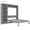 Jessie Space-Saving Multi-Functional Wall Bed with Shelves,Queen Size,Grey Queen Bed | Jessie Lit escamotable mural multifonction avec etageres, Taille Queen, Gris