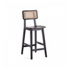 Versailles Industry Chic Cane Back Wood Counter Stool in Black and Natural - Set of 3 | Tabouret de comptoir industriel chic Versailles avec dossier en cannage, bois noir et naturel - Lot de 3