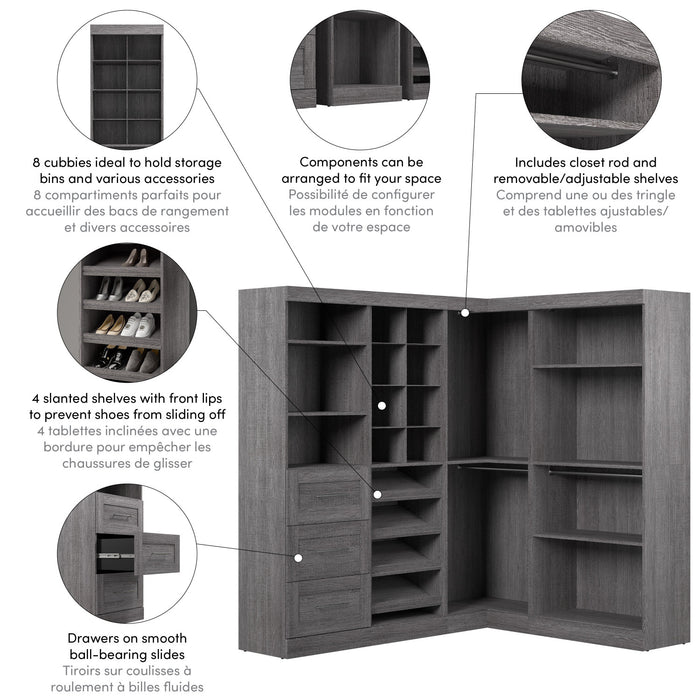 Bestar Pur 83 W Walk-In Closet Organizer - Bark Grey