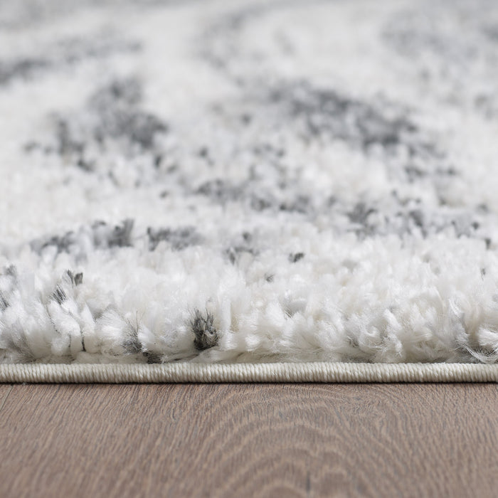 Paris Brushstrokes Cream Shag Area Rug - 6'7\" x 9'6\"