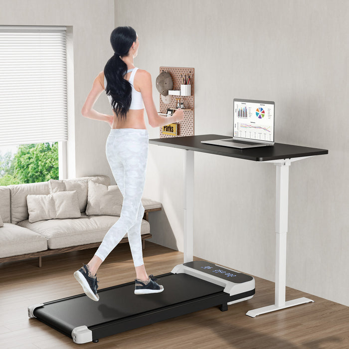 Goplus 2.5hp Under Desk Treadmill For Home And Office Remote Control Led Display White