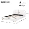 Mia Upholstered Bed with Loop-Pile Fabric,Queen Size - Light Beige | Lit Mia Rembourre en Tissu Boucle, Taille Queen - Beige Clair