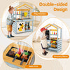Costway 2 In 1 Wooden Mud Kitchen Outdoor Play Kitchen & Grocery Store With Sink