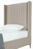 Promenade Mid-Century Modern Upholstered Velvet Twin Bed in Rustic Taupe | Lit jumeau Promenade de style mi-siecle moderne en velours capitonne, finition taupe rustique