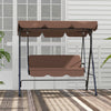 Outsunny 3-seat Patio Swing Chair With Adjustable Canopy Brown|Outsunny Balancoire De Patio 3 Places Avec Auvent Reglable, Marron
