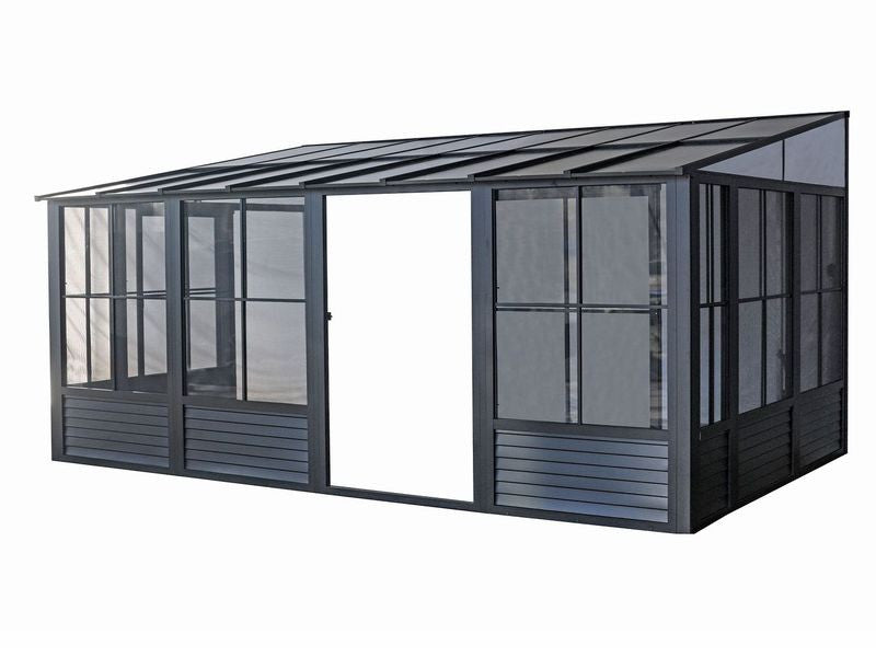 Florence - Wall Mounted Solarium 10x16 Polycarbonate Roof In Black