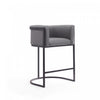 Cosmopolitan Mid-Century Modern Metal Upholstered Counter Stool in Gray - Set of 2 Bar Stool | Tabouret de comptoir moderne du milieu du siecle en metal et tissu gris Cosmopolitan - Lot de 2