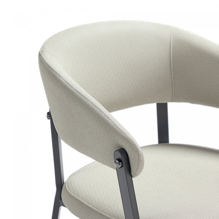 Belle Modern Metal Upholstered Dining Chair in Oatmeal