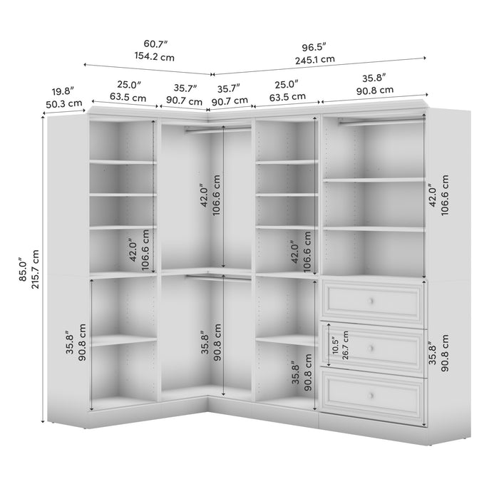 Bestar Versatile 97 W Walk-In Closet Organizer - White