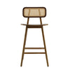 Bari Rubber Wood Counter Stool Set of 4 with Rattan Back and Footrest,Walnut | Bari – Lot de 4 tabourets de comptoir en bois d’hevea avec dossier en rotin et repose-pieds, finition noyer