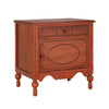 Amelia Vintage 24" Nightstand with Carved Drawer and Cabinet,Brown | Amelia Table de Nuit Vintage de 24" avec Tiroir Sculpte et Cabinet, Marron