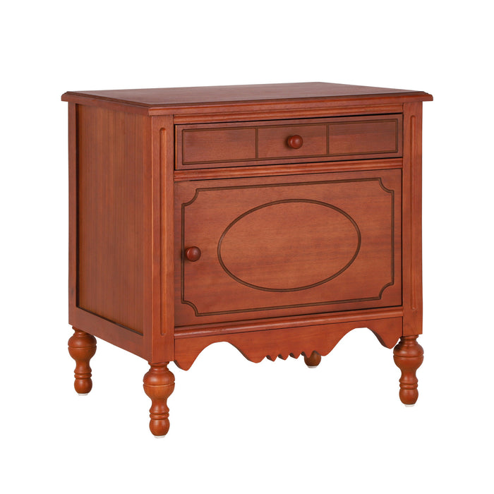 Amelia Vintage 24\" Nightstand with Carved Drawer and Cabinet,Brown