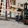 Homcom 46" Workbench Table Oak Wood Top, Heavy-duty Steel Work Table|Homcom Table D'etabli De 46 Po, Plateau En Bois De Chene, Table De Travail