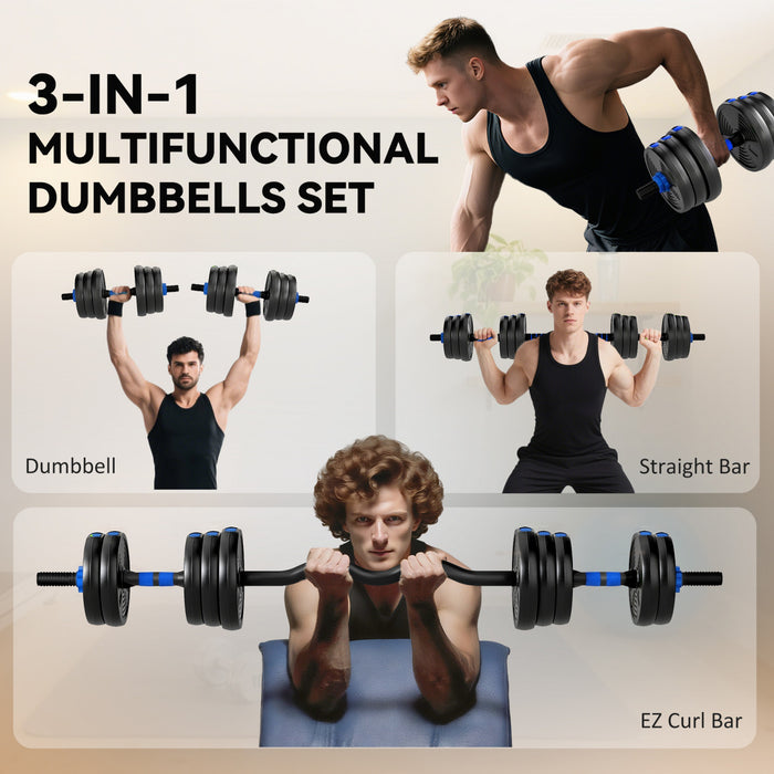 Soozier Adjustable Dumbbell Set, 3 in 1 Weights Set for Home Gym, 55lb