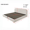 Laurel Ottoman Hydraulic Lift Storage Platform Bed with Boucle Upholstered and Hidden Under-White  | Lit plateforme Laurel avec coffre de rangement a levage hydraulique, tapisserie bouclee et espace de rangement cache sous le lit, taille King, blanc
