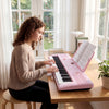Costway 61 Key Keyboard Piano for Beginners,Electric Portable Digital Piano with Music Stand Pink