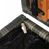 Outsunny Patio Wicker Storage Bench Box with Natural Wood Top Lid Gray