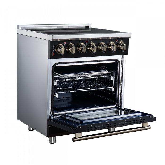 Forno Massimo 30 Inch Freestanding Electric Range, 5 radiant burners, 4.32 cu.ft., Black -FFSEL6020-30BLK