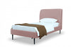 Heather Mid-Century Modern Velvet Upholstered Twin Bed in Blush and Black | Lit jumeau Heather style milieu du siecle moderne en velours, rembourre, coloris rose poudre et noir