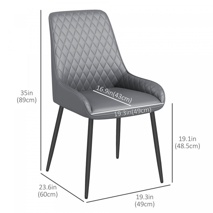 HOMCOM Dining Chairs Set of 4, PU Leather Kitchen Chairs with Steel Legs
