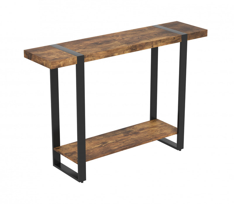 47” Console Table With 1 Shelf - Reclaimed Wood Look With Black Metal