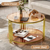Jonas 31.5" Round Tempered Glass Coffee Table With Lower Shelf - Brown | Table Basse Ronde Jonas De 31,5" En Verre Trempe Avec Etagere Inferieure - Marron