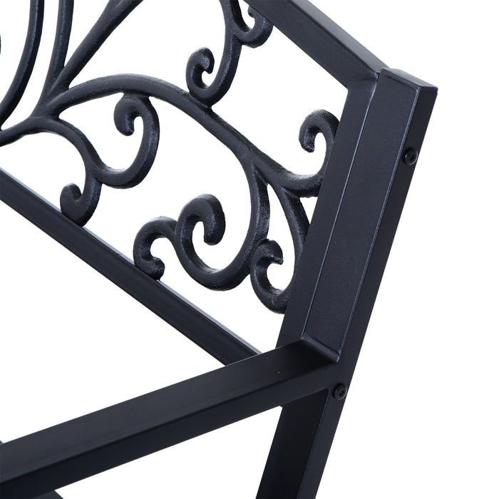 Outsunny 50\" Garden Bench, Patio Porch Decorative Chair, Black