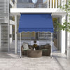 Outsunny 6.6'x5' Manual Retractable Patio Awning Window Door Sun Shade Deck Canopy Shelter Water Res|Outsunny 6.6'x5' Abri Solaire Retractable Manuel, Bleu Fonce