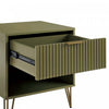 Dumbo Modern 20" Fluted Nightstand in Olive Green (1-Drawer) - Set of 2 | Table de nuit moderne Dumbo 20" cannelee en vert olive (1 tiroir) - Lot de 2