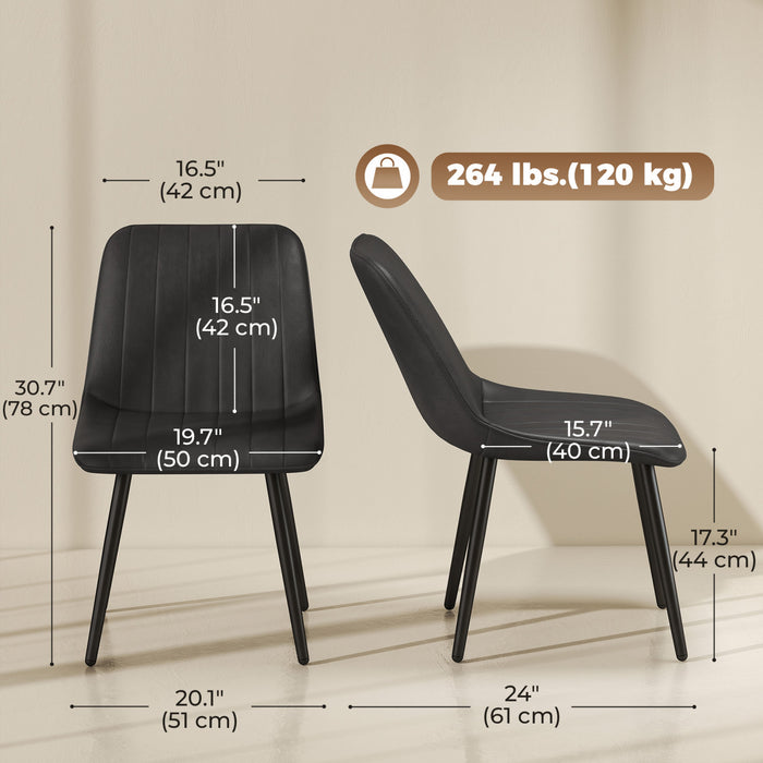 HOMCOM Dining Chairs Set of 4, Modern Faux Leather Kitchen Chairs, Black