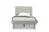 Heather Mid-Century Modern Velvet Upholstered Twin Bed in Cream and Gold | Lit jumeau Heather style milieu du siecle moderne, tapisse de velours creme et or
