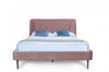 Heather Mid-Century Modern Velvet Upholstered Full Bed in Blush and Gold | Lit double Heather style milieu du siecle moderne, rembourre en velours rose poudre et or