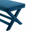 Abigail Mid-Century Modern Upholstered Velvet Accent Bench in Blue | Banc d’appoint Abigail style milieu du siecle moderne en velours bleu