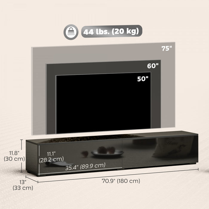 HOMCOM 70.9\" Floating TV Stand for 75\" TVs Media Console High Gloss Black